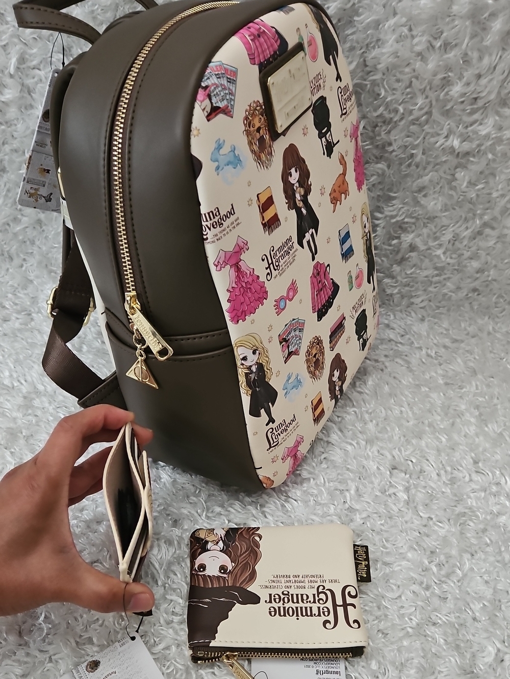 Loungefly Harry Potter Hermione And Luna Mini Backpack Cardholder Coin Purse - Picture 5 of 12